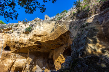 Italy, Cuma, view and details of the Sibilla caves