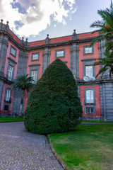 Italy, Naples, royal palace of Capodimonte, view and details of the facade