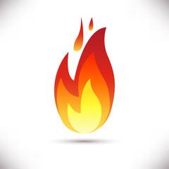 Fire flame icon isolated on white background.