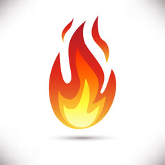 Fire flame icon isolated on white background.