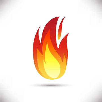 Fire flame icon isolated on white background.