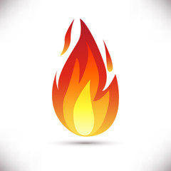 Fire flame icon isolated on white background.