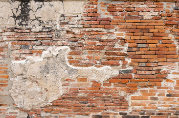 Wall the style vintage white background of old cement brick texture has orange red many horizontal block which are beautiful.