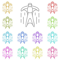 Wingsuit multi color icon. Simple thin line, outline vector of adventure for ui and ux, website or mobile application