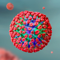 2019-nCoV, also known as Wuhan coronavirus is a single-stranded RNA virus. 3D illustration in 64 Mpx resolution with workpath or alpha mask