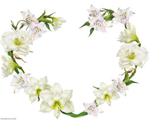 Obraz na płótnie Canvas Bridal heart shape wreath with white flowers