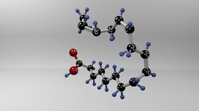Alpha-linolenic acid molecule. Molecular structure of ALA, natural compound part of known omega-3 fatty acids group. Alpha channel.
