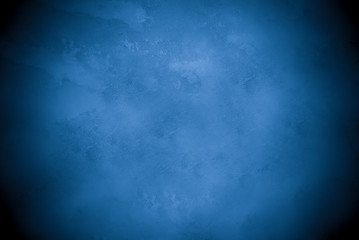 Old wall pattern texture cement blue dark abstract  blue color design are light with black gradient background.
