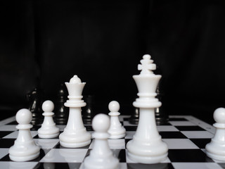 Chess game to demonstrate competition to success playing, the business strategy.  To find out the best solution to get to the needs of market