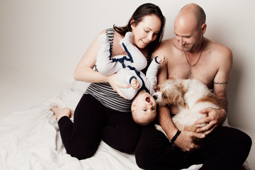 Family with pets and baby 