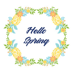 Fototapeta premium Template design for hello spring invitation card, with elegant leaf and floral frame. Vector