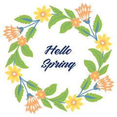 Elegant Shape frame, with unique leaf and flower design, for hello spring invitation card template decoration. Vector