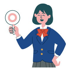 学生　ブレザー　女の子　マルバツ