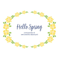 Wallpaper design for hello spring invitation card, with elegant style of yellow wreath frame. Vector