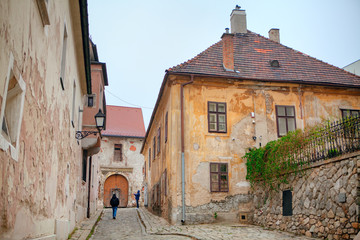 tourist walking at old town of Bratislava 