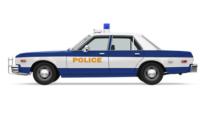Vintage Police Car Isolated