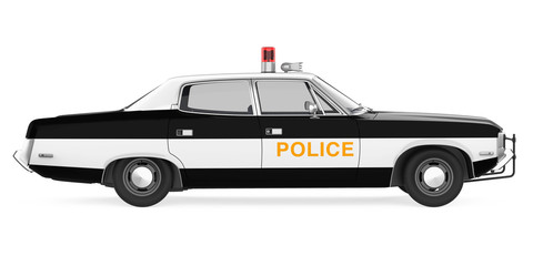 Vintage Police Car Isolated