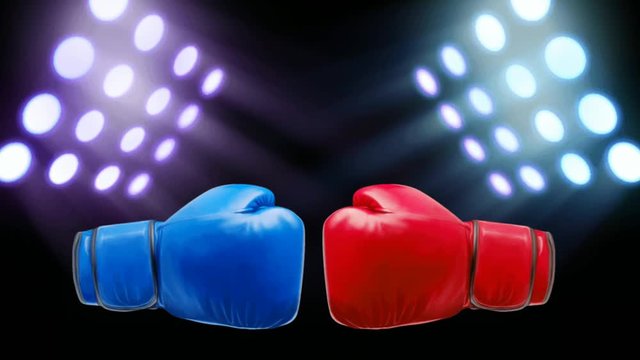 boxing hand below two light lamps