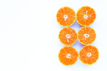 Fresh orange citrus fruit isolated on white background.