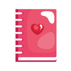 notebook with heart isolated icon