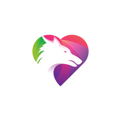 love wolf colorful logo vector
