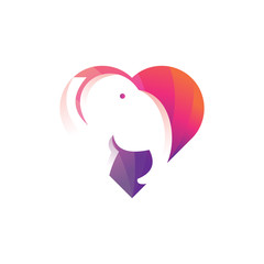  Love elephant colorful logo design concept template