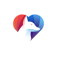 Love fox colorful logo vector 