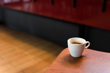 black coffee morning on wooden table