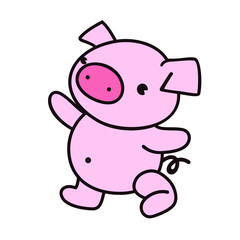 The concept of a cute pig for an icon or logo