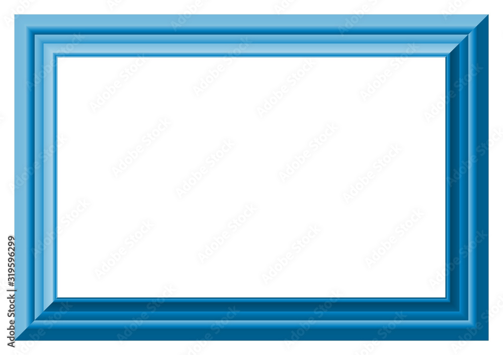 Poster blue frame on white background with copy space for text