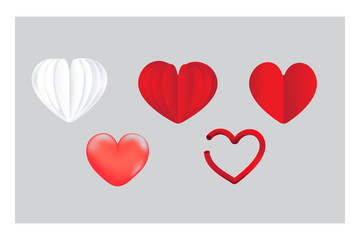 Heart 3D set vector illustrator 
