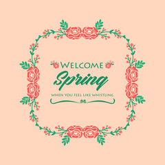 Seamless crowd of leaf and rose flower frame, for welcome spring greeting card concept. Vector
