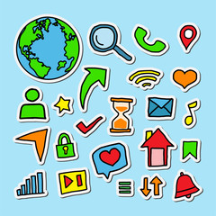 illustration of vector design social media icon stickers