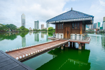 Seema Malaka buddhist temple in the Beira Lake in Colombo, Sri Lanka. Seema Malaka temple is one of...