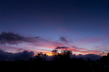 Sunset over Waitakere Ranges, Auckland, New Zealand