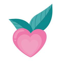 cute heart with leafs isolated icon