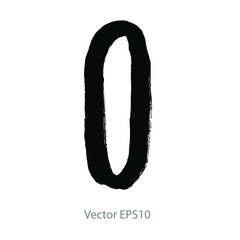 vector brush strokes Hand Drawn Alphabet Font. O