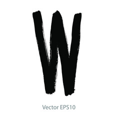 vector brush strokes Hand Drawn Alphabet Font. W