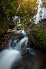 Amazing nature scenery in Lata Penyel Sungai Siput Perak, Malaysia. Long exposure and noise visible due to long exposure.
