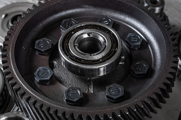 Close-up of a metal automobile spare part