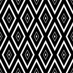 Printed kitchen splashbacks Rhombuses Seamless pattern with black rhombuses