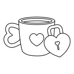 cup coffee with padlock isolated icon