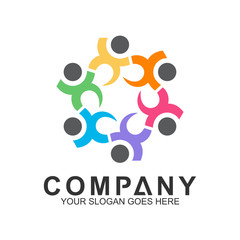 people connect,vector logo social,people care logo,human in circle