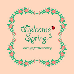Obraz premium Modern shape of leaf and flower frame, for welcome spring wallpaper decoration of cards. Vector