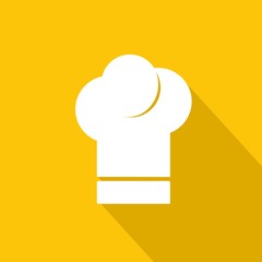 chef hat icon with yellow background.vector illutration