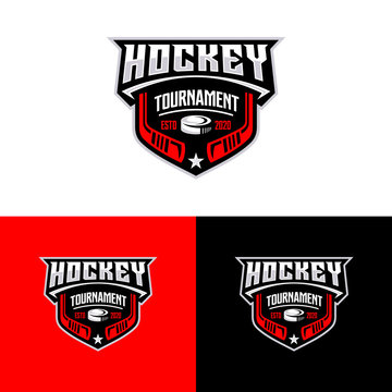Hockey tournament sport logo template. Modern vector illustration. Badge design.