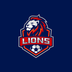 Lion Football Team Logo Stock Vector