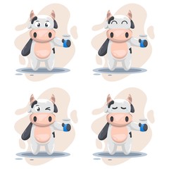 Cute cow drink cartoon design vector