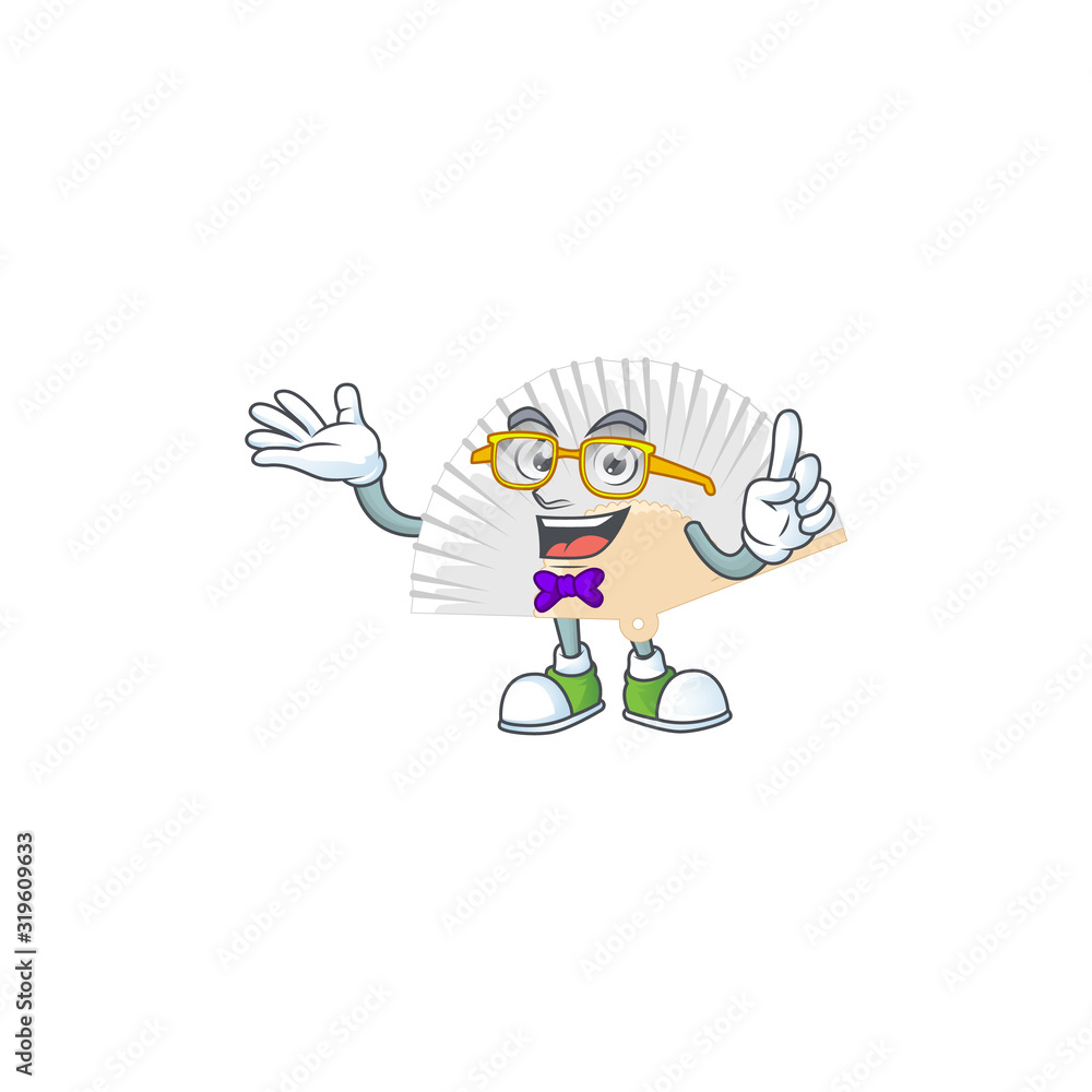 Poster cartoon character of Geek white chinese folding fan design