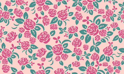 Beautiful rose flower pattern background for valentine, with leaf and floral design.